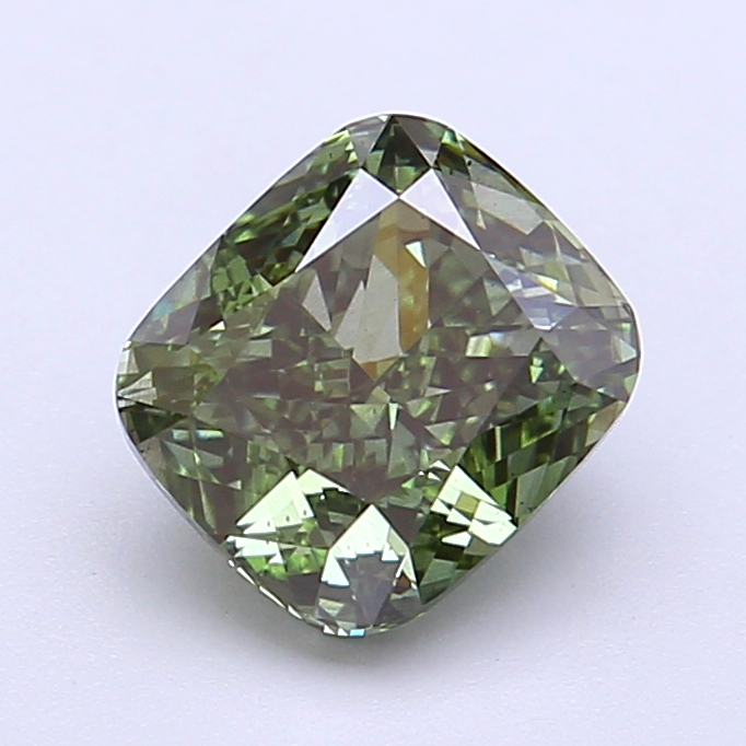 2.01 ct Cushion Fancy Vivid Green Lab-Grown Diamond