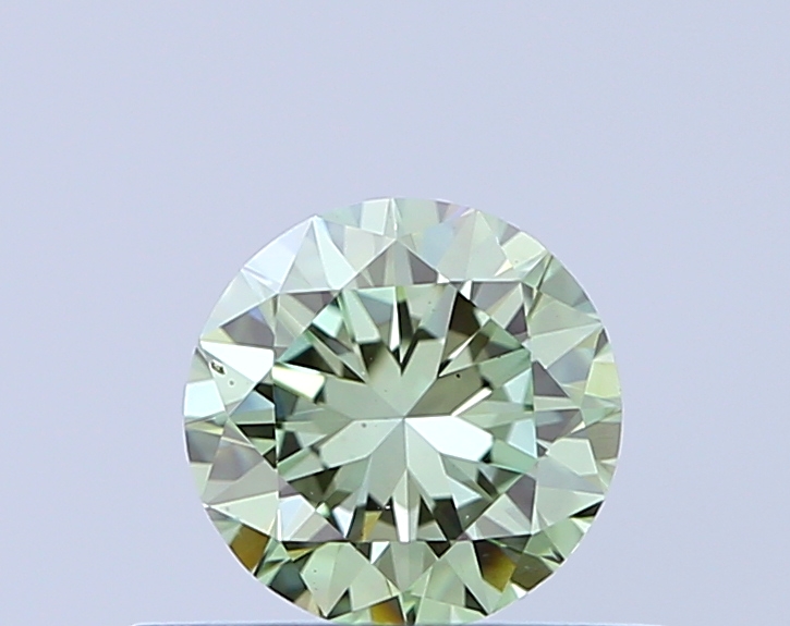 Actual 0.43 carat Fancy Vivid Green Round lab-grown diamond