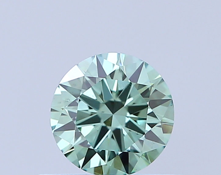 Actual 0.44 carat Vivid Green Round lab-grown diamond