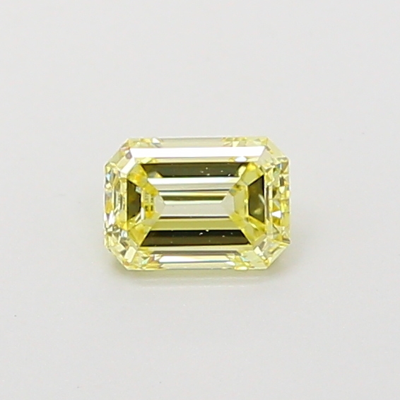 Actual 0.35 carat Fancy Yellow Emerald lab-grown diamond