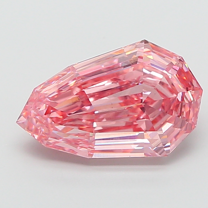 5.01 ct Pink (Vivid) VS1 Modified Pear Step Cut lab-grown diamond