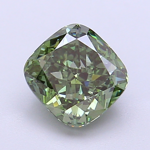 1.53 ct Cushion, Fancy Vivid Green VS1 IGI CVD