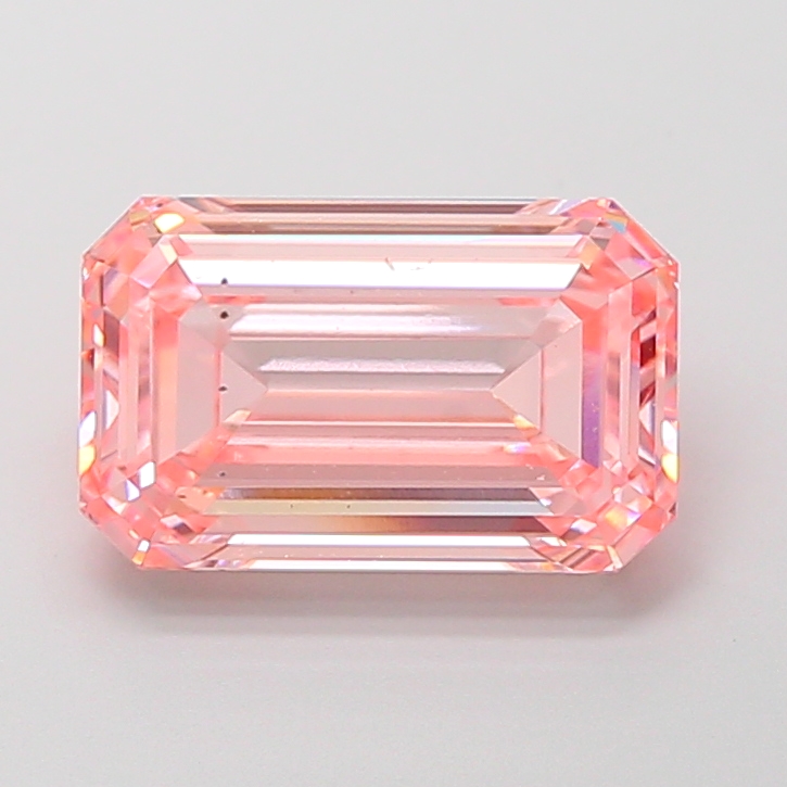 Actual 4.07 carat Fancy Vivid Pink Emerald lab-grown diamond