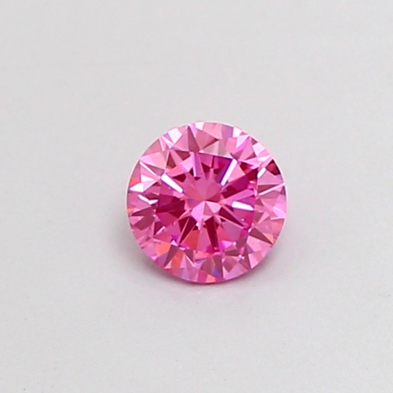 Actual 0.32 carat Fancy Vivid Pink Round lab-grown diamond