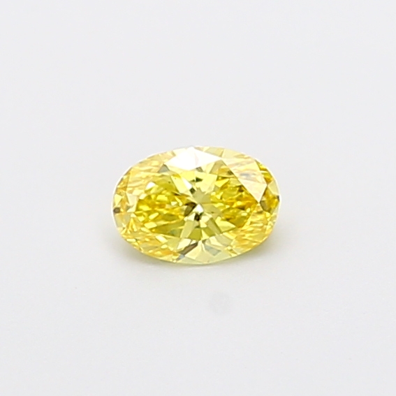 Actual 0.27 carat Fancy Vivid Yellow Oval lab-grown diamond