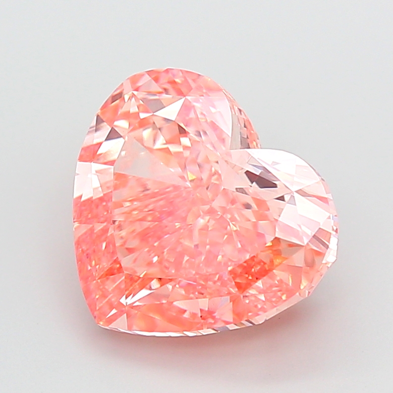 10.05 ct Heart Fancy Vivid Orangey Pink Lab-Grown Diamond