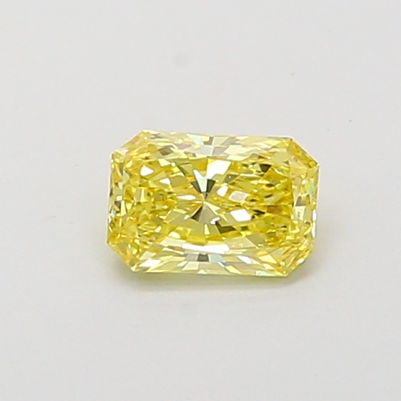 Actual 0.35 carat Fancy Intense Yellow Radiant lab-grown diamond