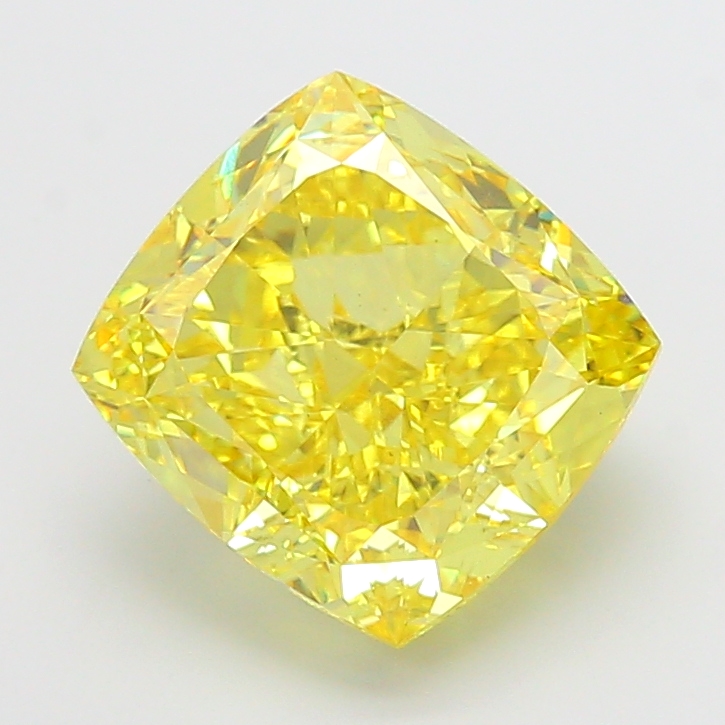 10.09 ct Yellow (Vivid) VS1 Cushion lab-grown diamond