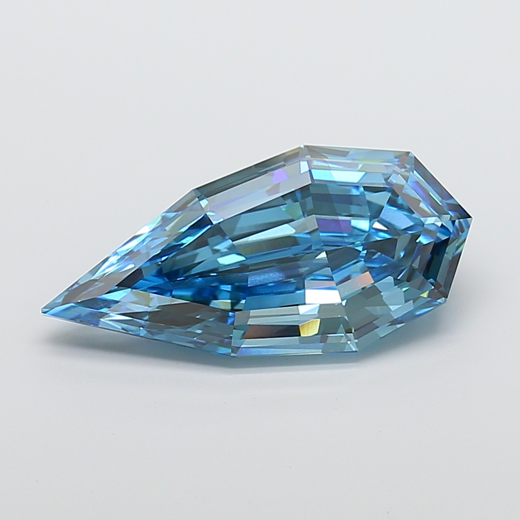 10.08 ct Pear Step Fancy Vivid Blue Lab-Grown Diamond