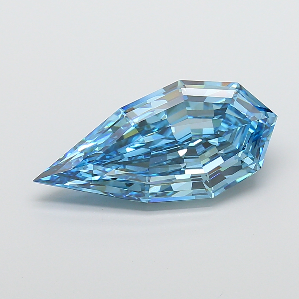 10.07 ct Pear Step Fancy Vivid Blue Lab-Grown Diamond