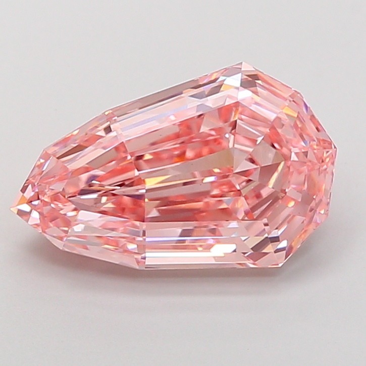5.06 ct Pink (Vivid) VS1 Modified Pear Step Cut lab-grown diamond