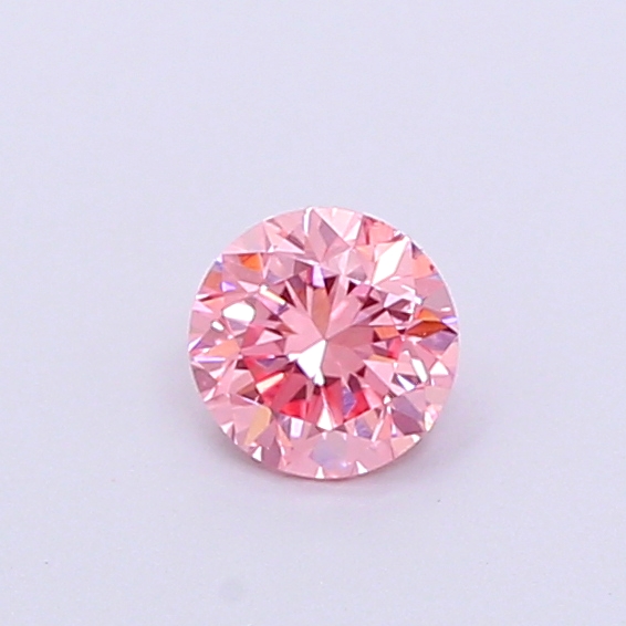 Actual 0.29 carat Fancy Vivid Pink Round lab-grown diamond