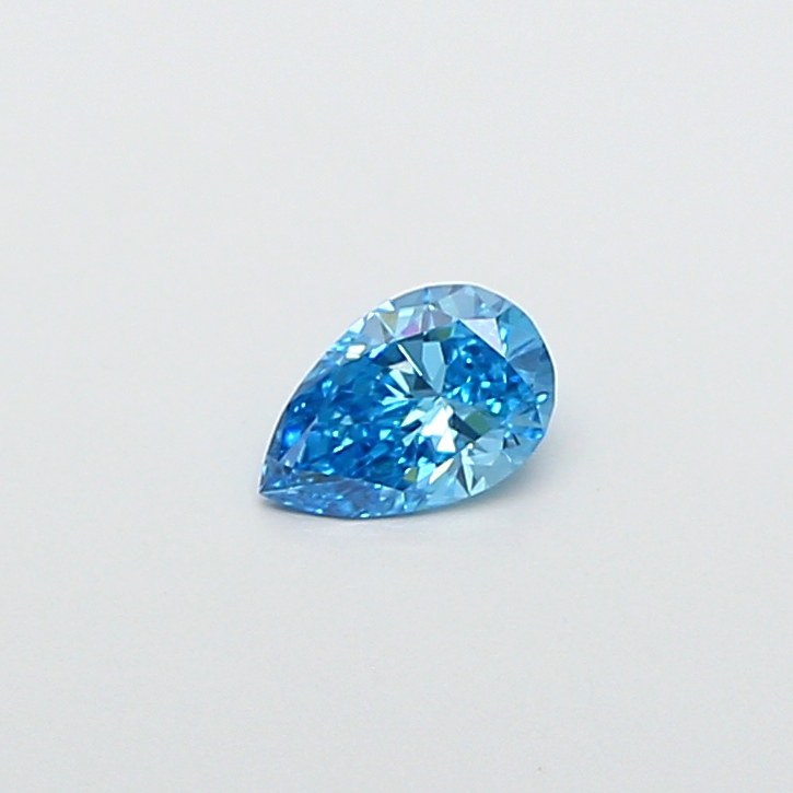 Actual 0.41 carat Fancy Vivid Blue Pear lab-grown diamond