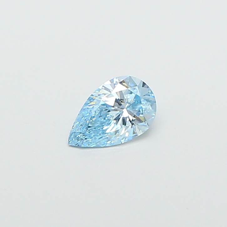Actual 0.49 carat Fancy Vivid Blue Pear lab-grown diamond