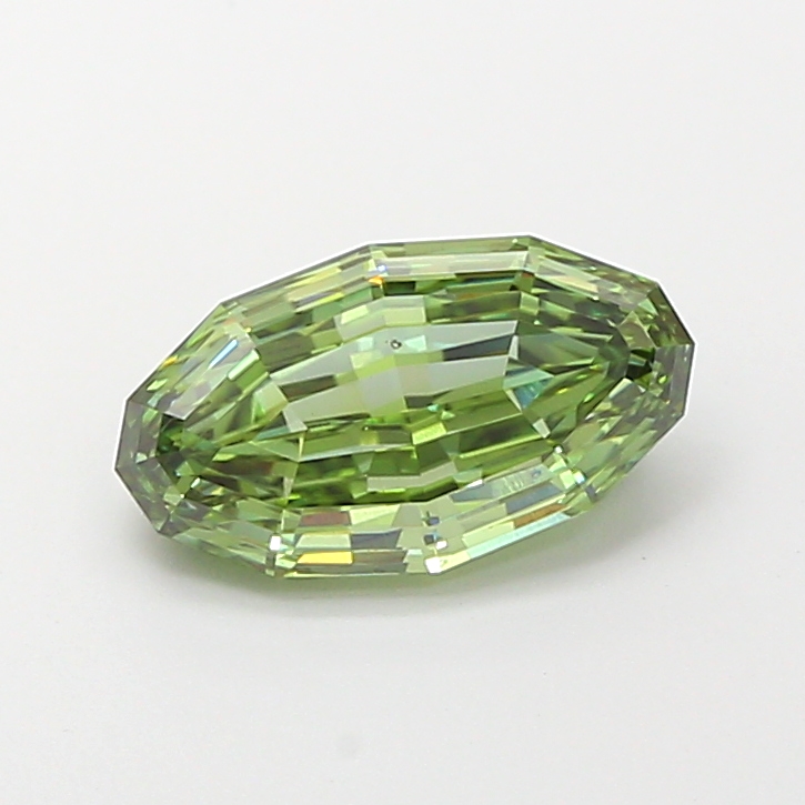 2.13 ct Oval Step lab grown diamond Fancy Vivid Green VS2