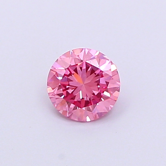 Actual 0.29 carat Fancy Vivid Pink Round lab-grown diamond