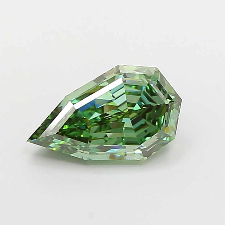 2.02 ct Pear Step lab grown diamond Fancy Vivid Green VS2