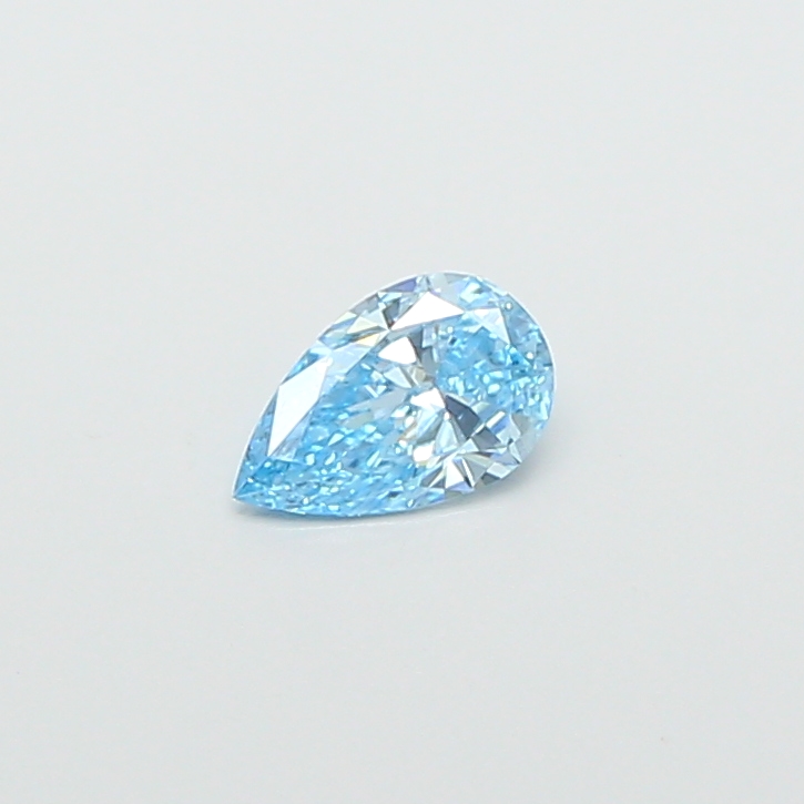 Actual 0.46 carat Fancy Vivid Blue Pear lab-grown diamond