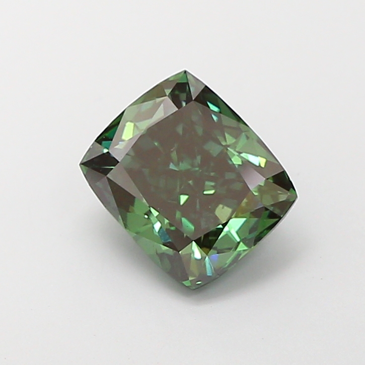 2.14 ct Cushion Fancy Vivid Green Lab-Grown Diamond