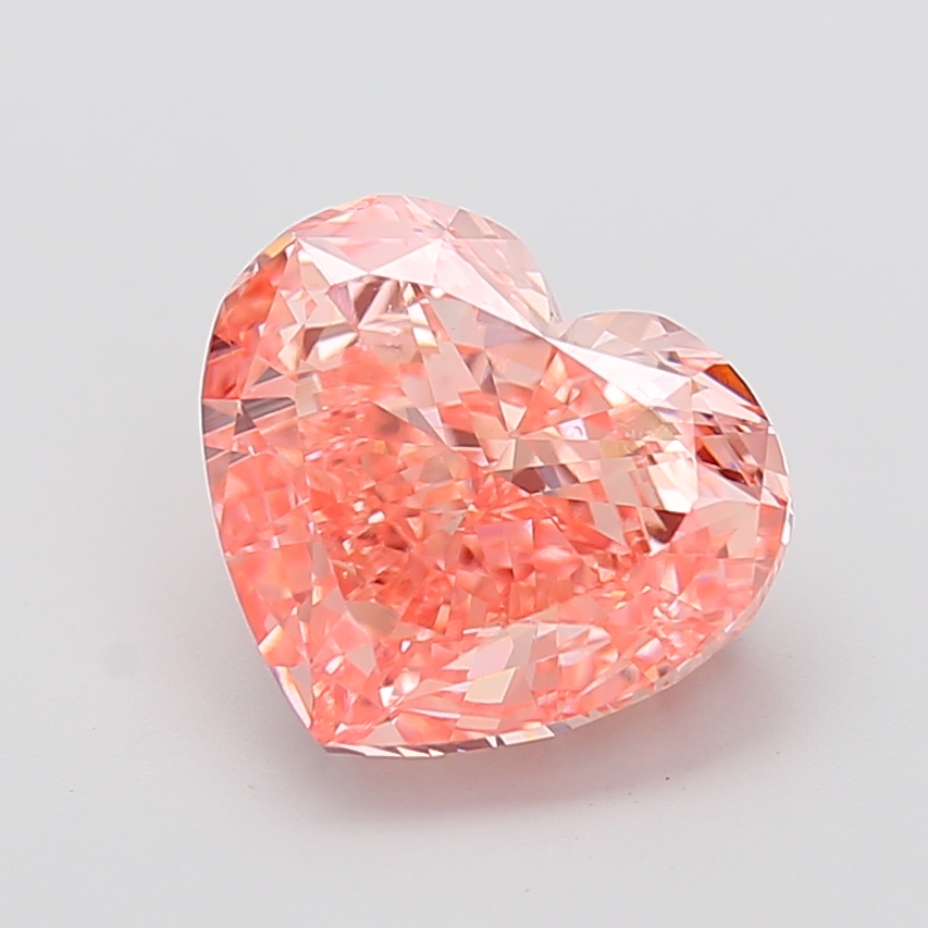 6.02 ct Heart Fancy Vivid Orangey Pink Lab-Grown Diamond
