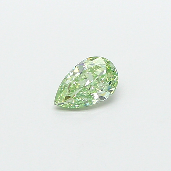 0.52 ct Pear Step lab grown diamond Fancy Intense Green VVS2