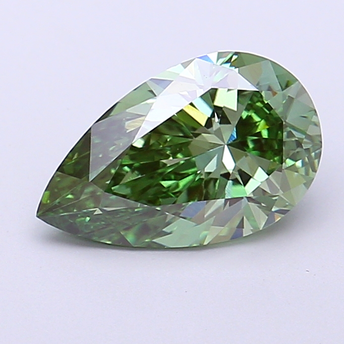 1.58 ct Pear Fancy Vivid Green Lab-Grown Diamond