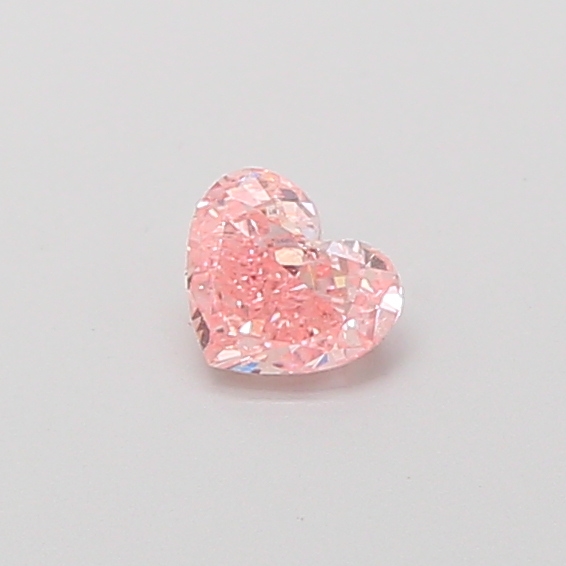 Actual 0.35 carat Fancy Vivid Pink Heart lab-grown diamond