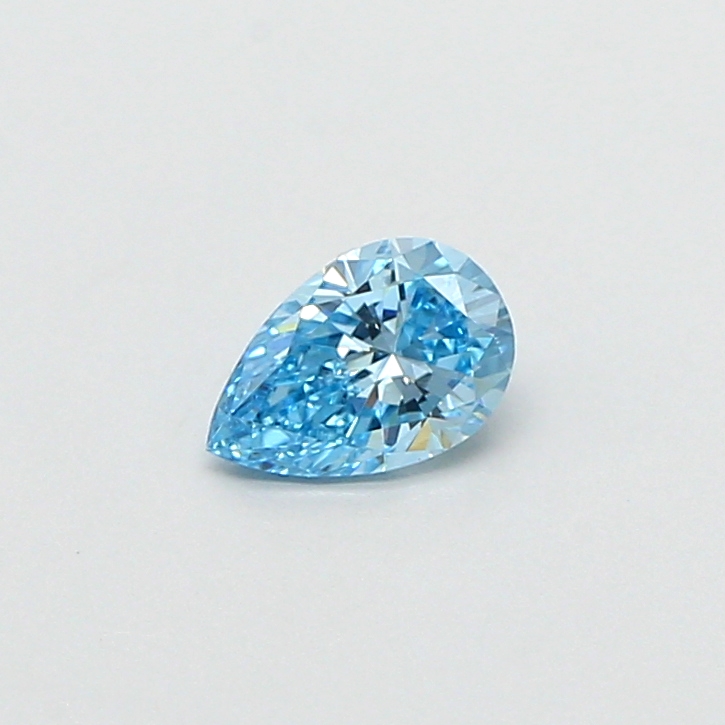 Actual 0.31 carat Fancy Vivid Blue Pear lab-grown diamond