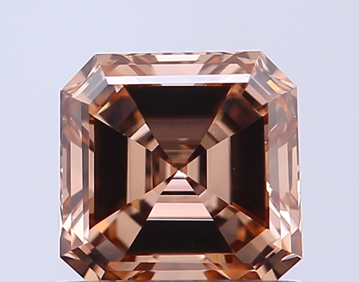0.97 ct Asscher lab grown diamond Fancy Light Brown VVS2