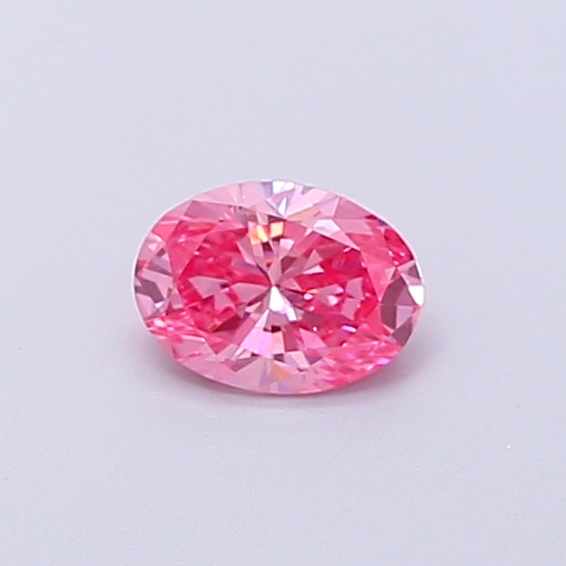Actual 0.31 carat Fancy Vivid Pink Oval lab-grown diamond