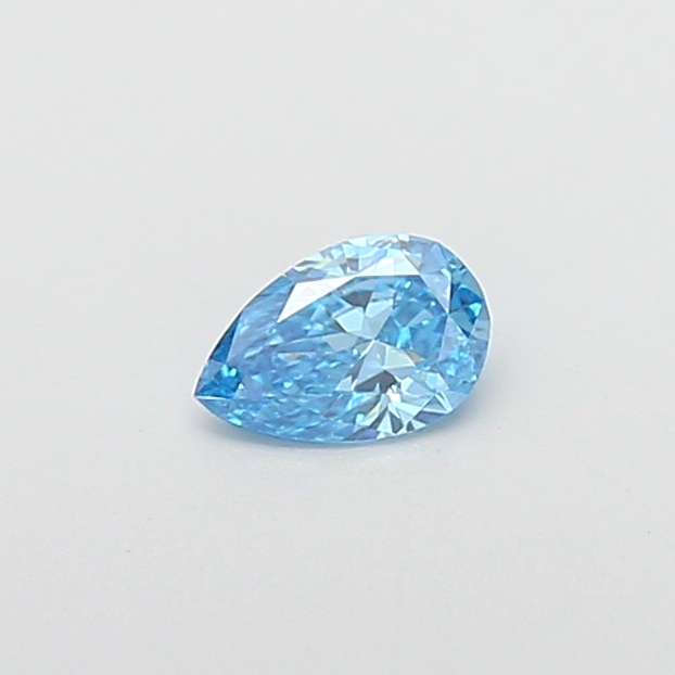 Actual 0.29 carat Fancy Vivid Blue Pear lab-grown diamond
