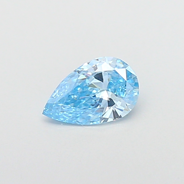Actual 0.46 carat Fancy Vivid Blue Pear lab-grown diamond