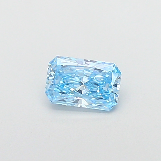 Actual 0.48 carat Fancy Vivid Blue Radiant lab-grown diamond