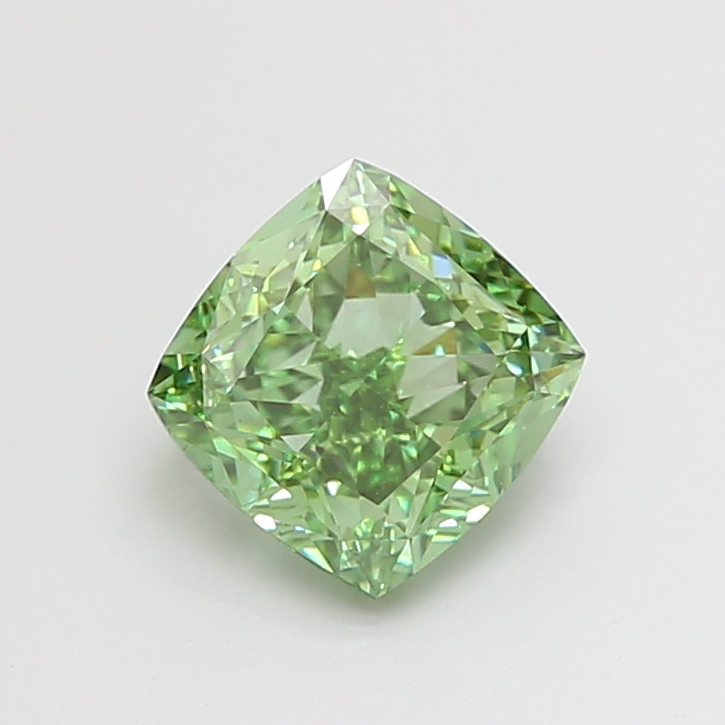 1.71 ct Green (Vivid) VS2 Cushion lab-grown diamond