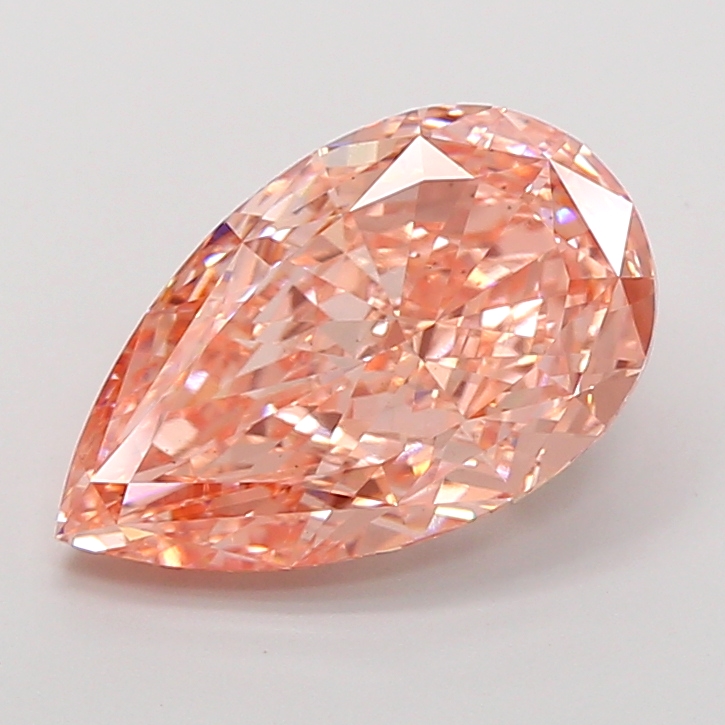 5.04 ct Pear Fancy Vivid Orangey Pink Lab-Grown Diamond