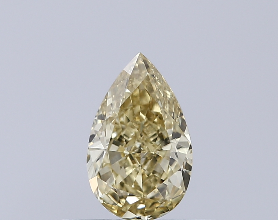 0.43 ct Pear Step lab grown diamond Fancy Intense Yellow VVS2