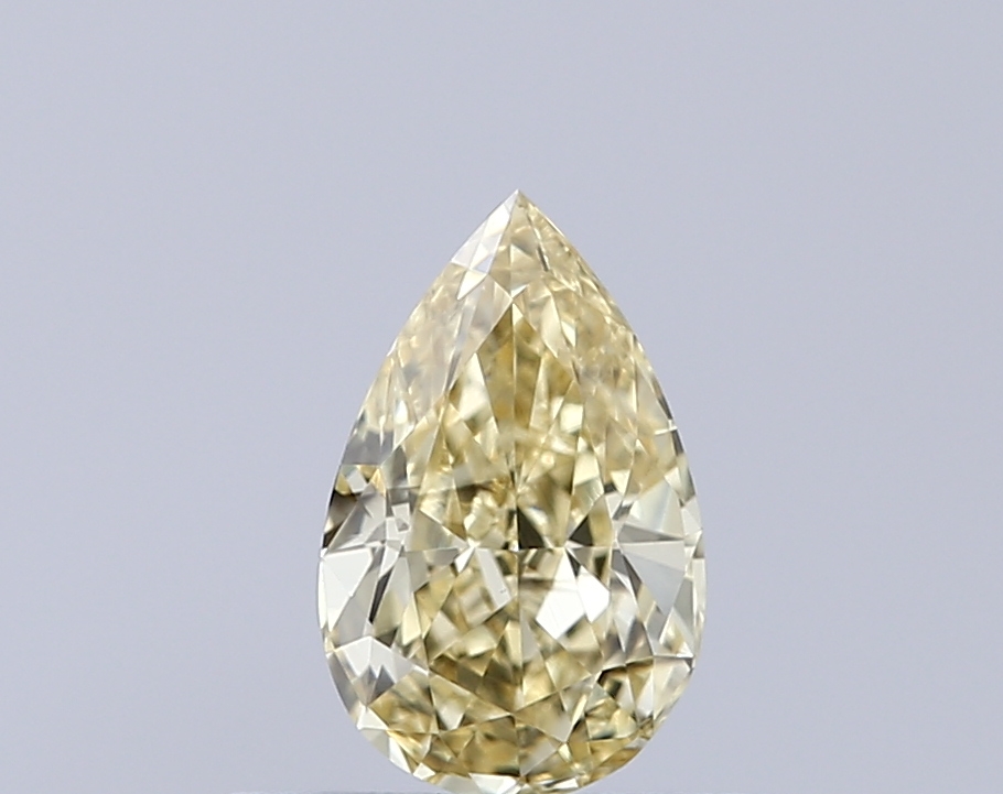 0.41 ct Pear Step lab grown diamond Fancy Intense Yellow VVS2