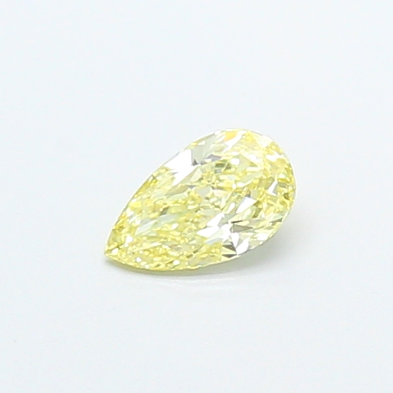 Actual 0.28 carat Fancy Light Yellowish Yellow Pear lab-grown diamond