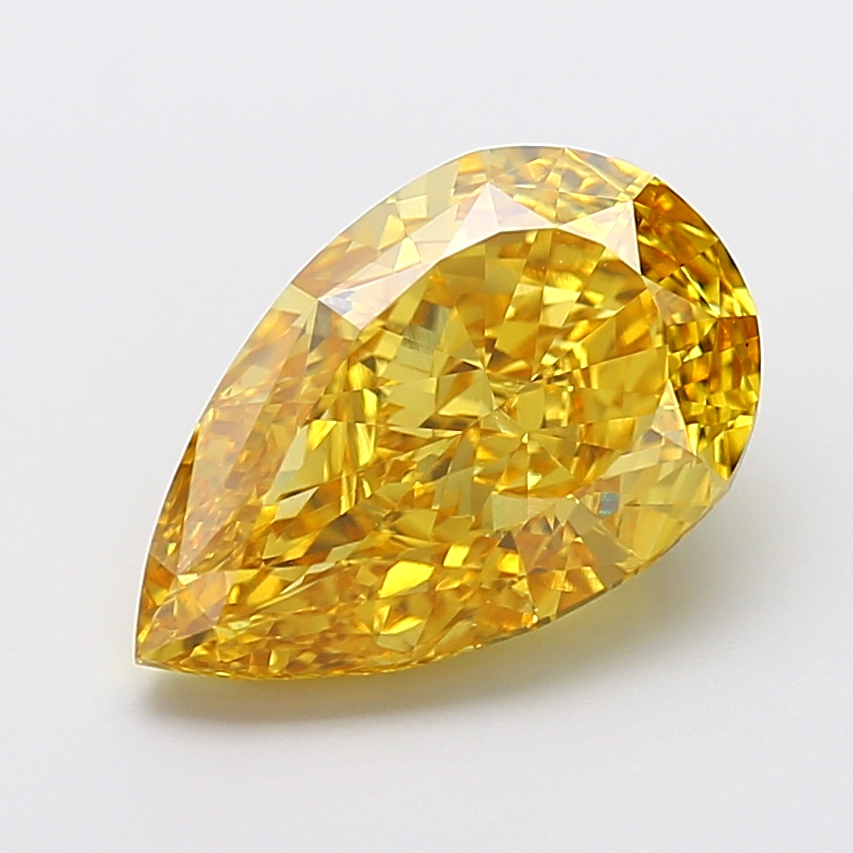 6.01 ct Pear Fancy Vivid Yellow Lab-Grown Diamond