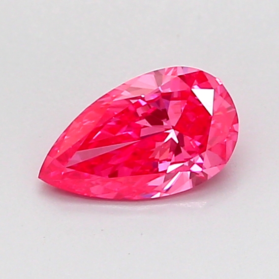Actual 0.46 carat Fancy Vivid Pink Pear lab-grown diamond