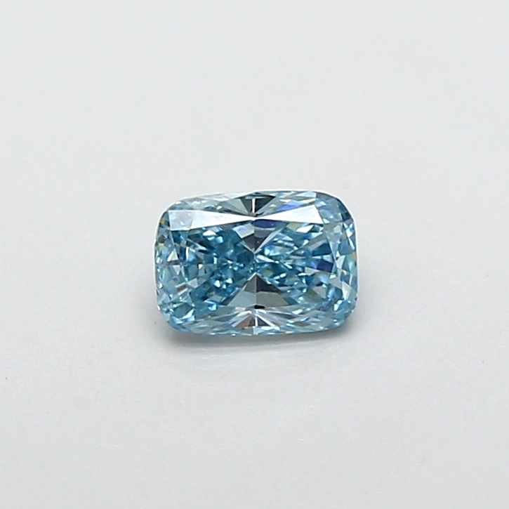 Actual 0.37 carat Fancy Vivid Blue Cushion lab-grown diamond
