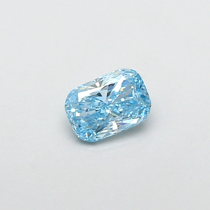 Actual 0.34 carat Fancy Vivid Blue Cushion lab-grown diamond