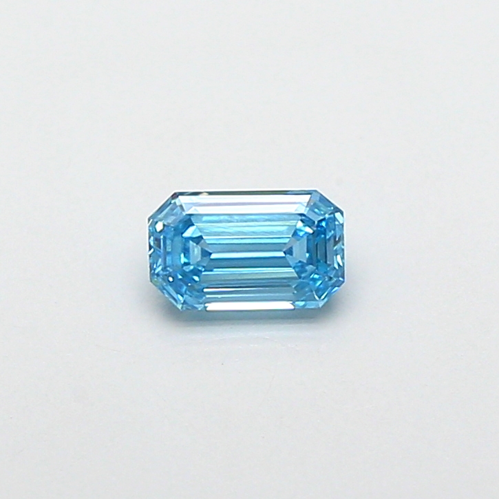 Actual 0.32 carat Fancy Vivid Blue Emerald lab-grown diamond