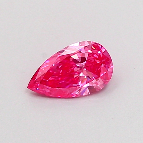 Actual 0.37 carat Fancy Vivid Pink Pear lab-grown diamond