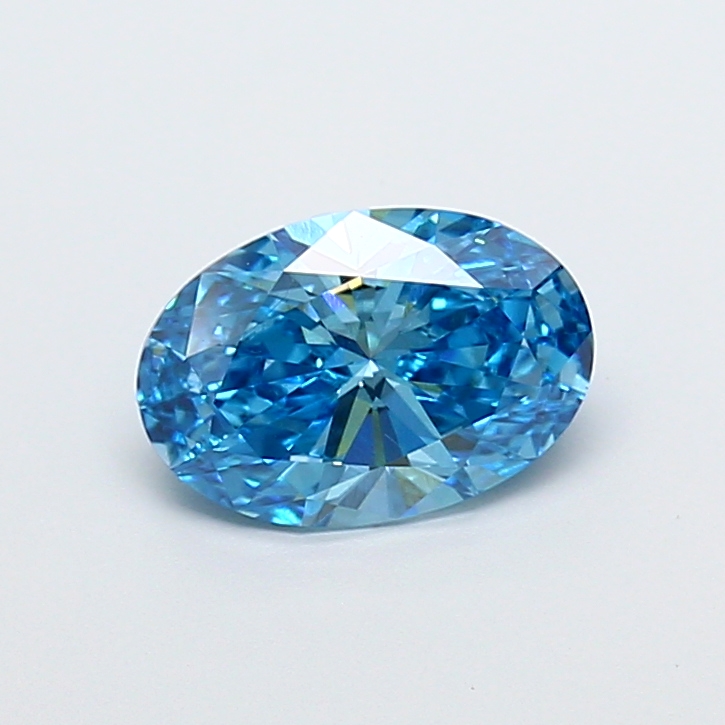 Actual 1.51 carat Fancy Vivid Blue Oval lab-grown diamond