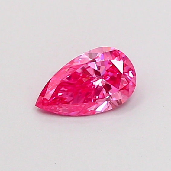 Actual 0.37 carat Fancy Vivid Pink Pear lab-grown diamond