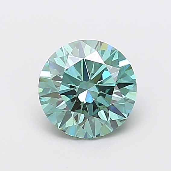 Actual 1.21 carat Vivid Green Round lab-grown diamond