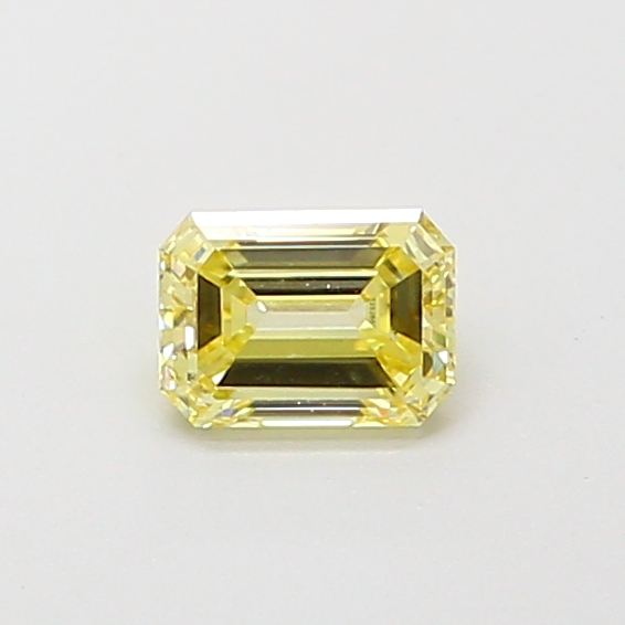 Actual 0.33 carat Fancy Yellow Emerald lab-grown diamond