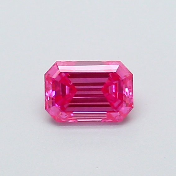 Actual 0.36 carat Fancy Vivid Pink Emerald lab-grown diamond