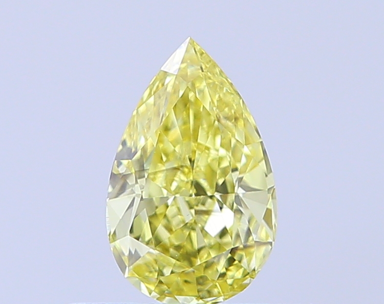 0.46 ct Pear Step lab grown diamond Fancy Vivid Yellow VS2